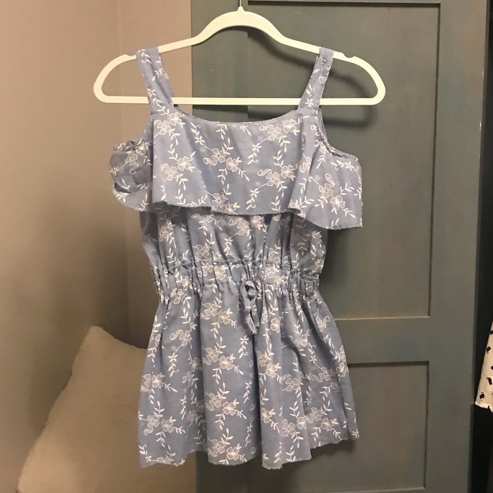 Off the Shoulder Blue Shirt